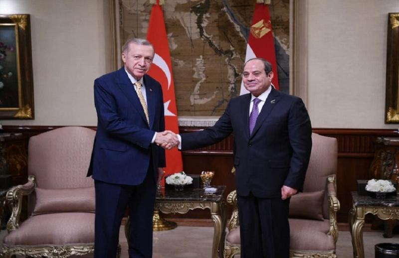  الرئيس السيسي وأردوغان خلال لقائهما بقصر الاتحادية اليوم