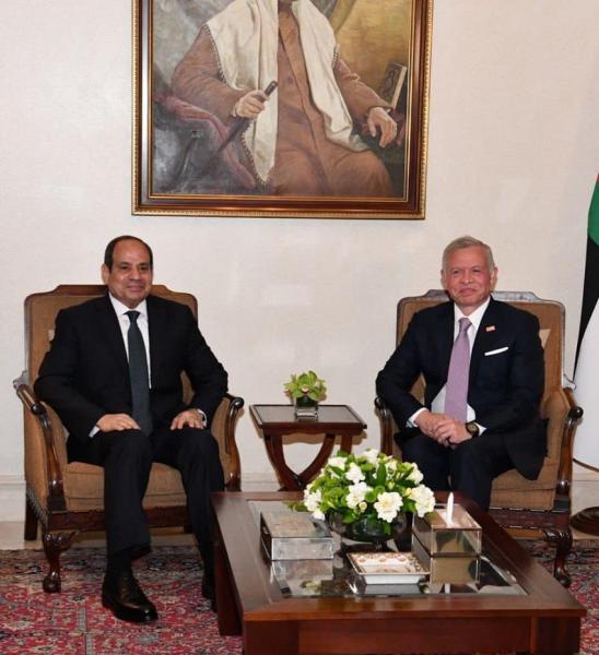 الرئيس عبد الفتاح السيسي خلال لقائه مع الملك عبد الله الثاني عاهل الأردن
